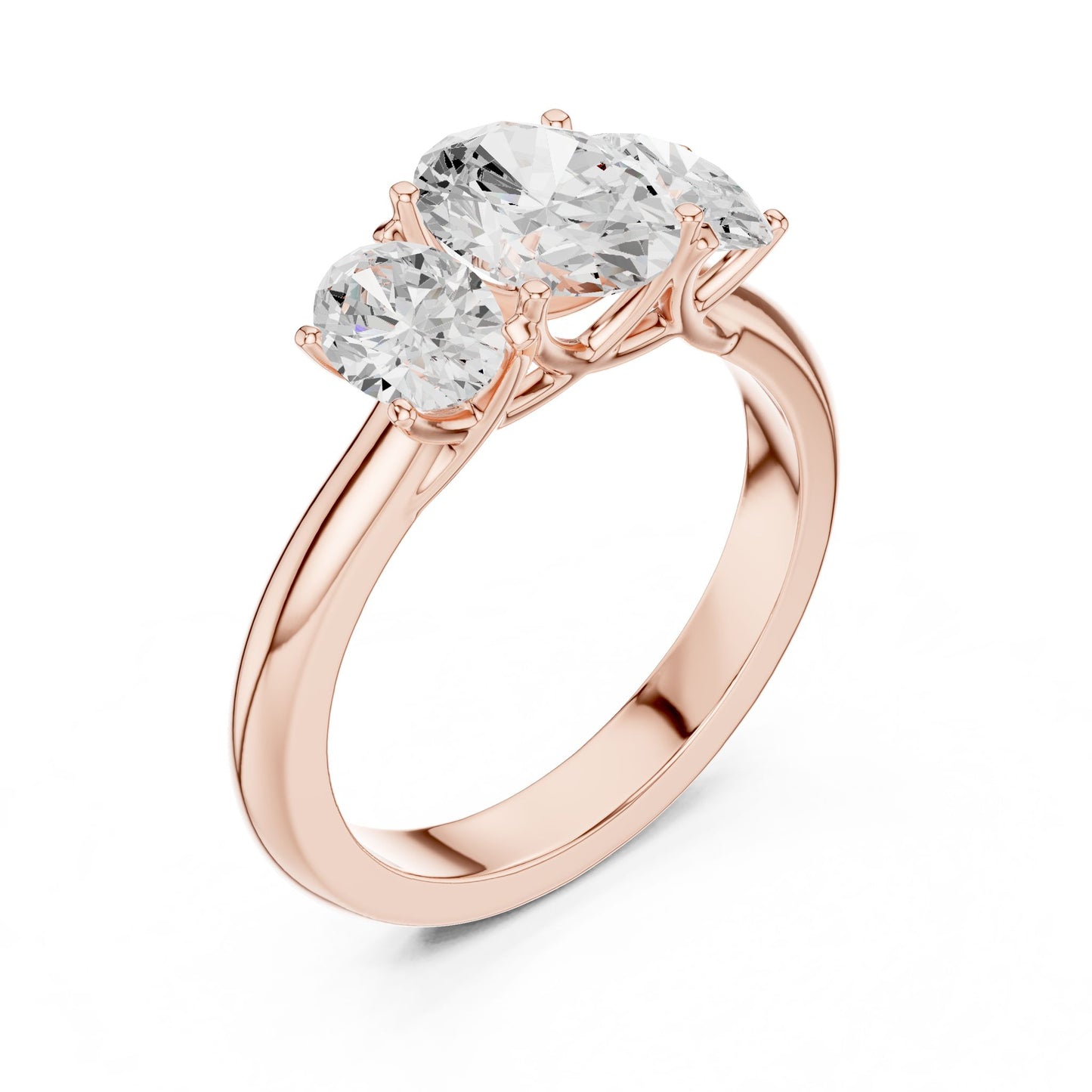 Oval Lab Grown Diamond Three-Stone Engagement Ring