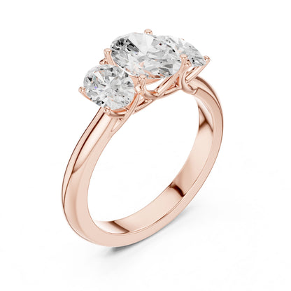 Oval Lab Grown Diamond Three-Stone Engagement Ring
