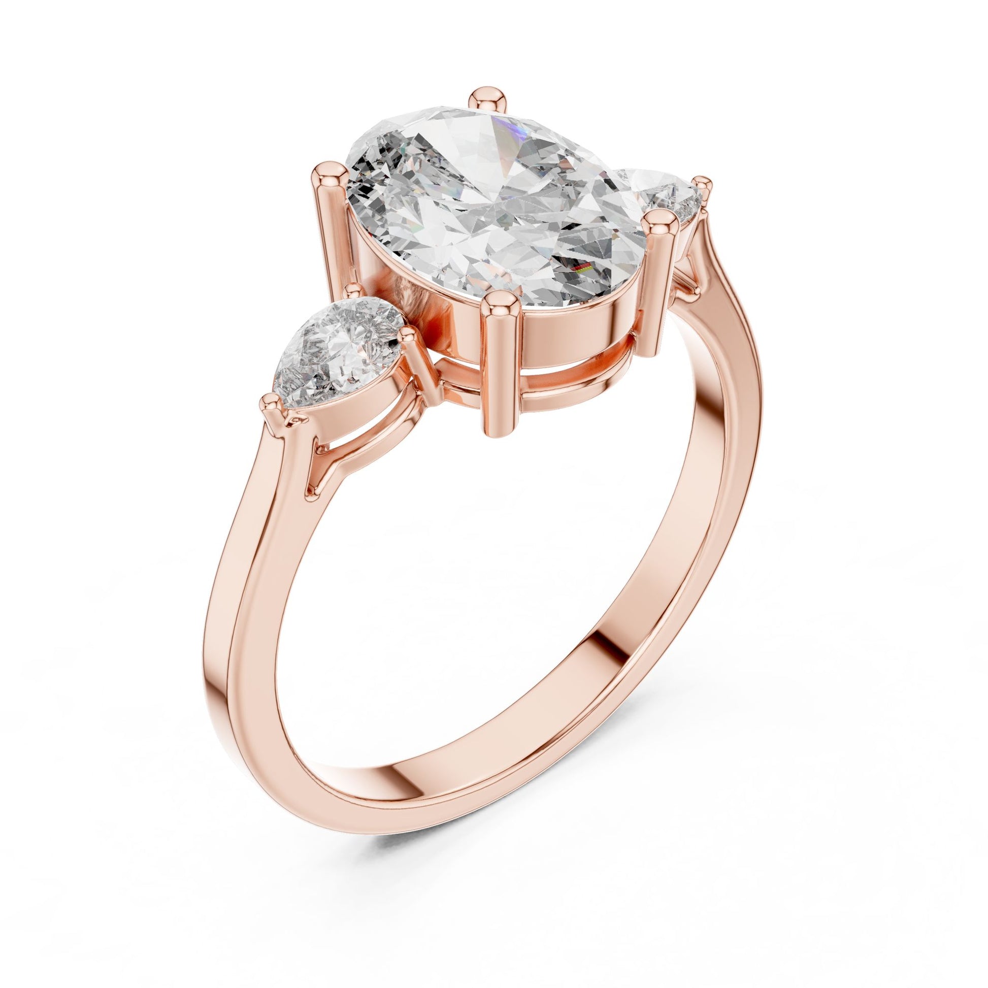 Oval Lab Grown Diamond Three-Stone Engagement Ring