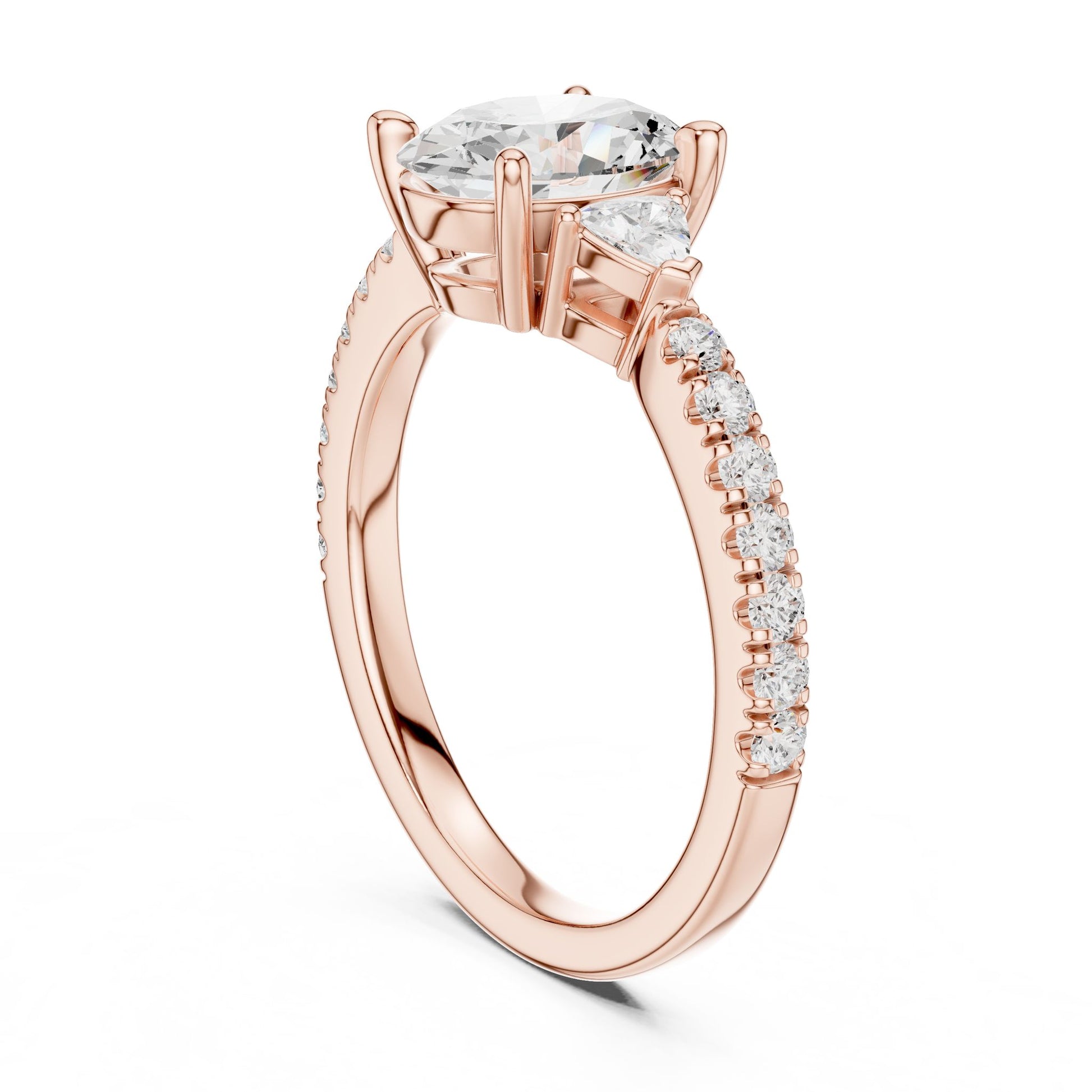 Oval Lab Grown Diamond Three-Stone Engagement Ring