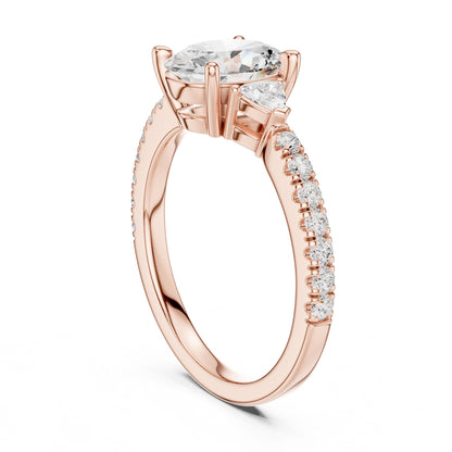 Oval Lab Grown Diamond Three-Stone Engagement Ring