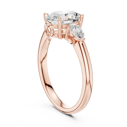 Oval Lab Grown Diamond Three-Stone Engagement Ring