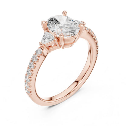 Oval Lab Grown Diamond Three-Stone Engagement Ring