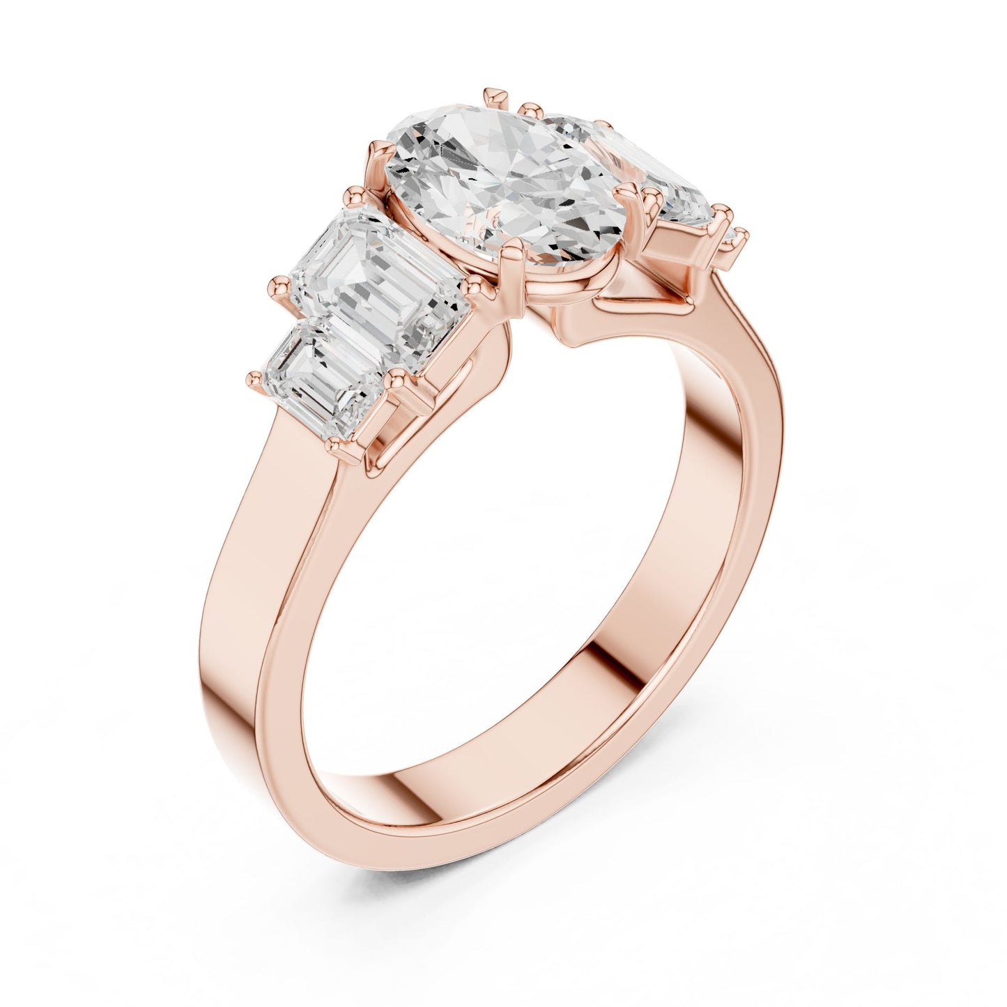 Oval Lab Grown Diamond Three-Stone Engagement Ring
