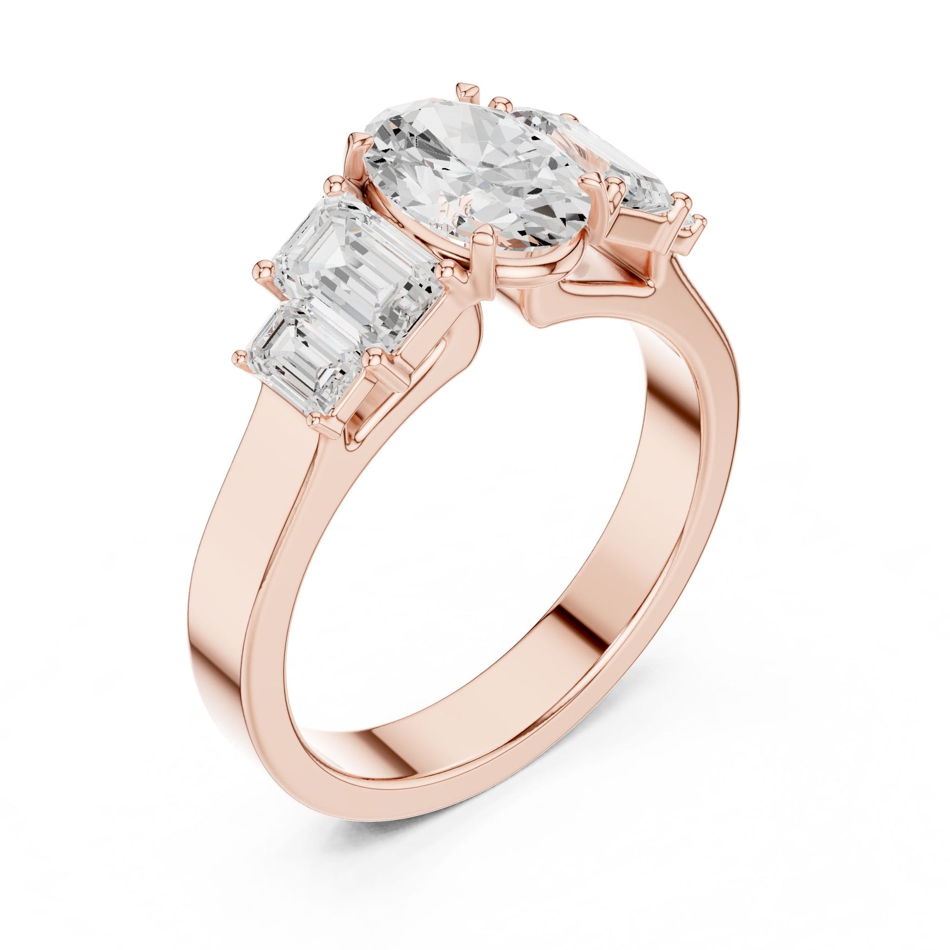 Oval Lab Grown Diamond Three-Stone Engagement Ring
