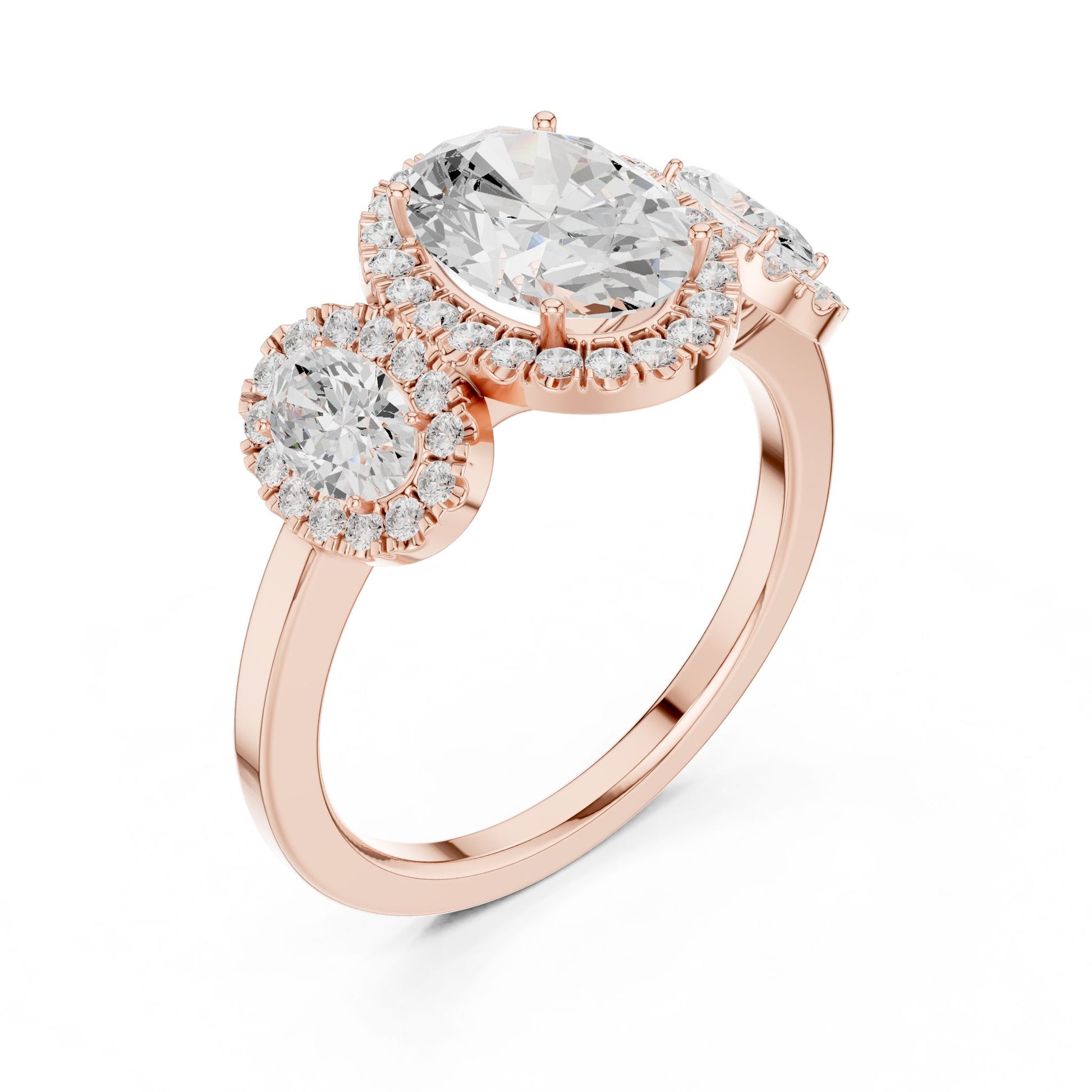 Oval Lab Grown Diamond Three-Stone Engagement Ring