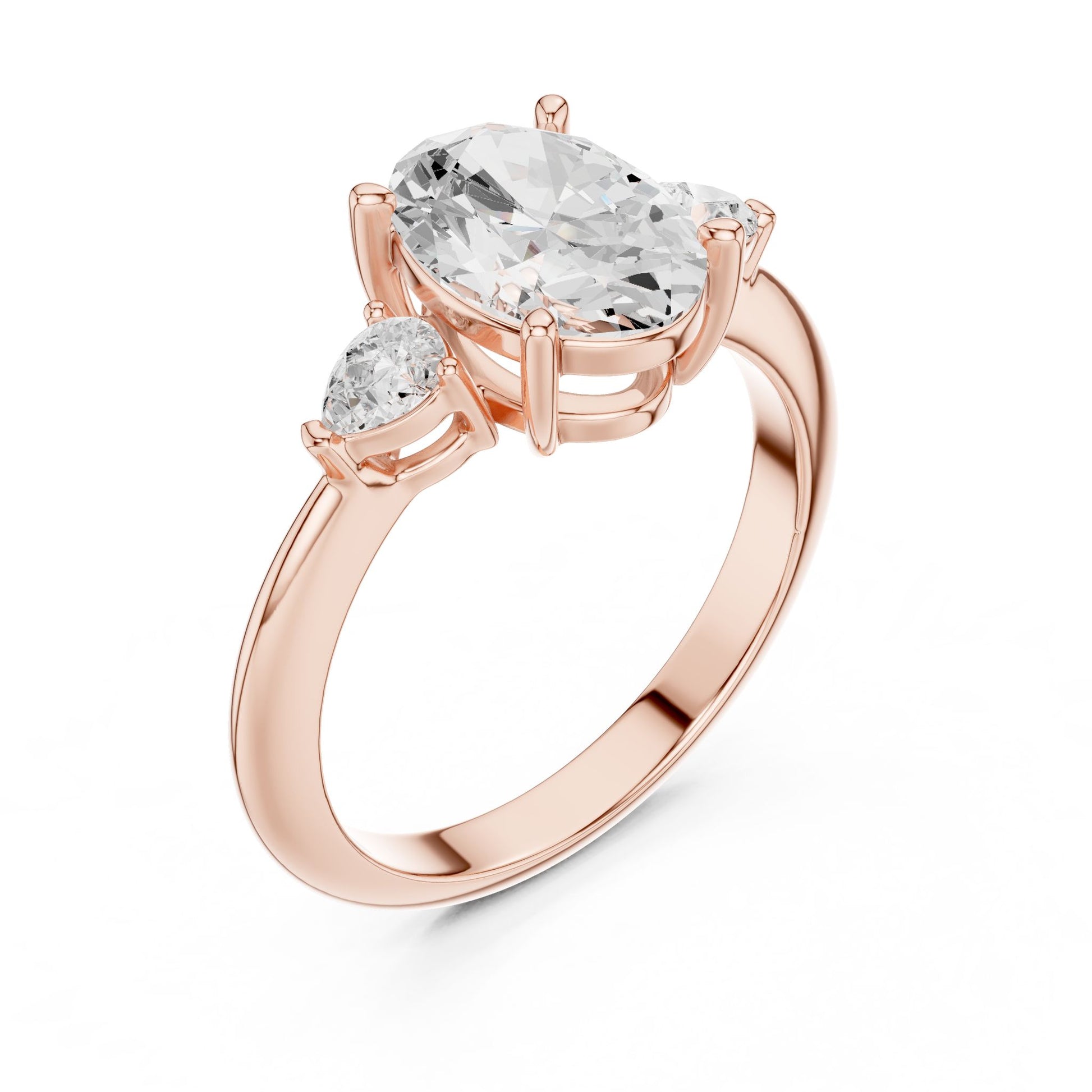 Oval Lab Grown Diamond Three-Stone Engagement Ring