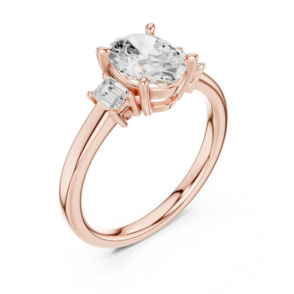 Oval Lab Grown Diamond Three-Stone Engagement Ring