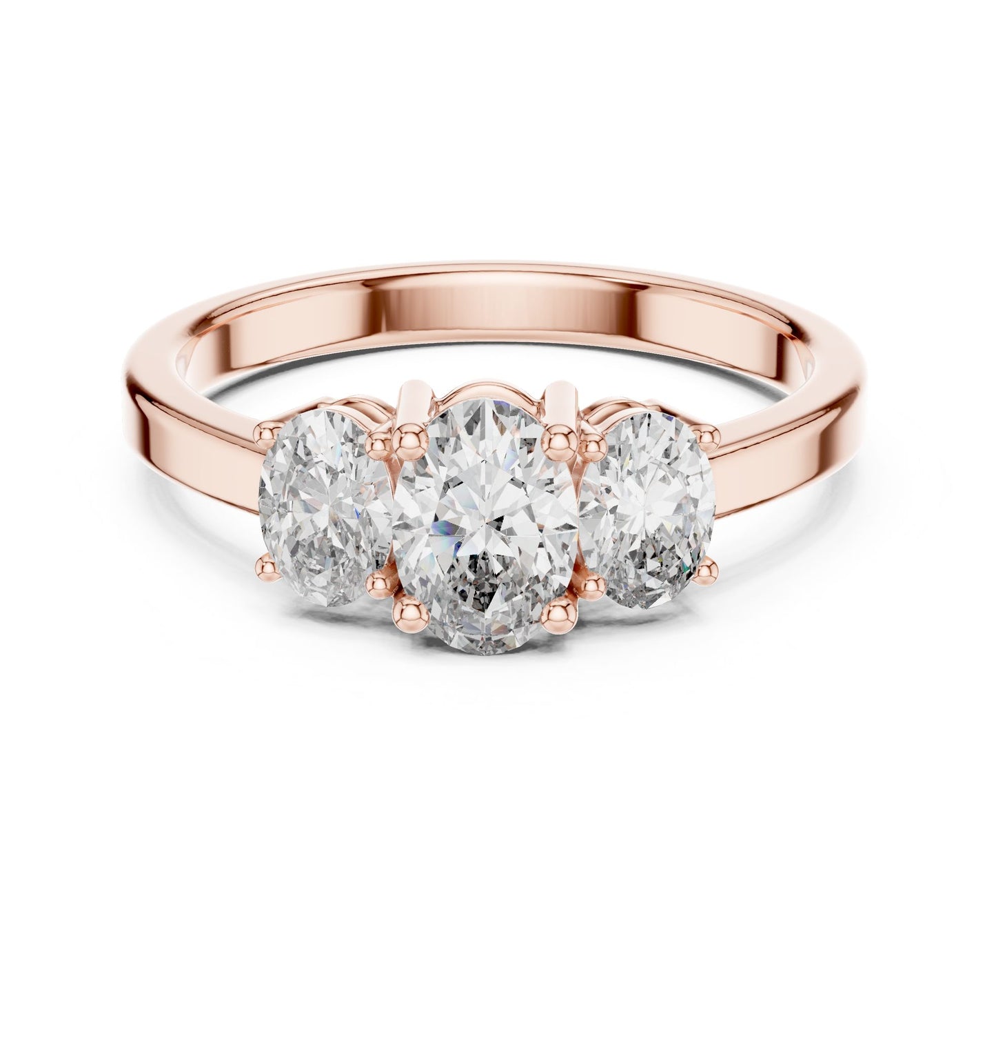Oval Lab Grown Diamond Three-Stone Engagement Ring