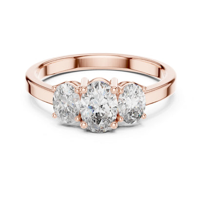 Oval Lab Grown Diamond Three-Stone Engagement Ring