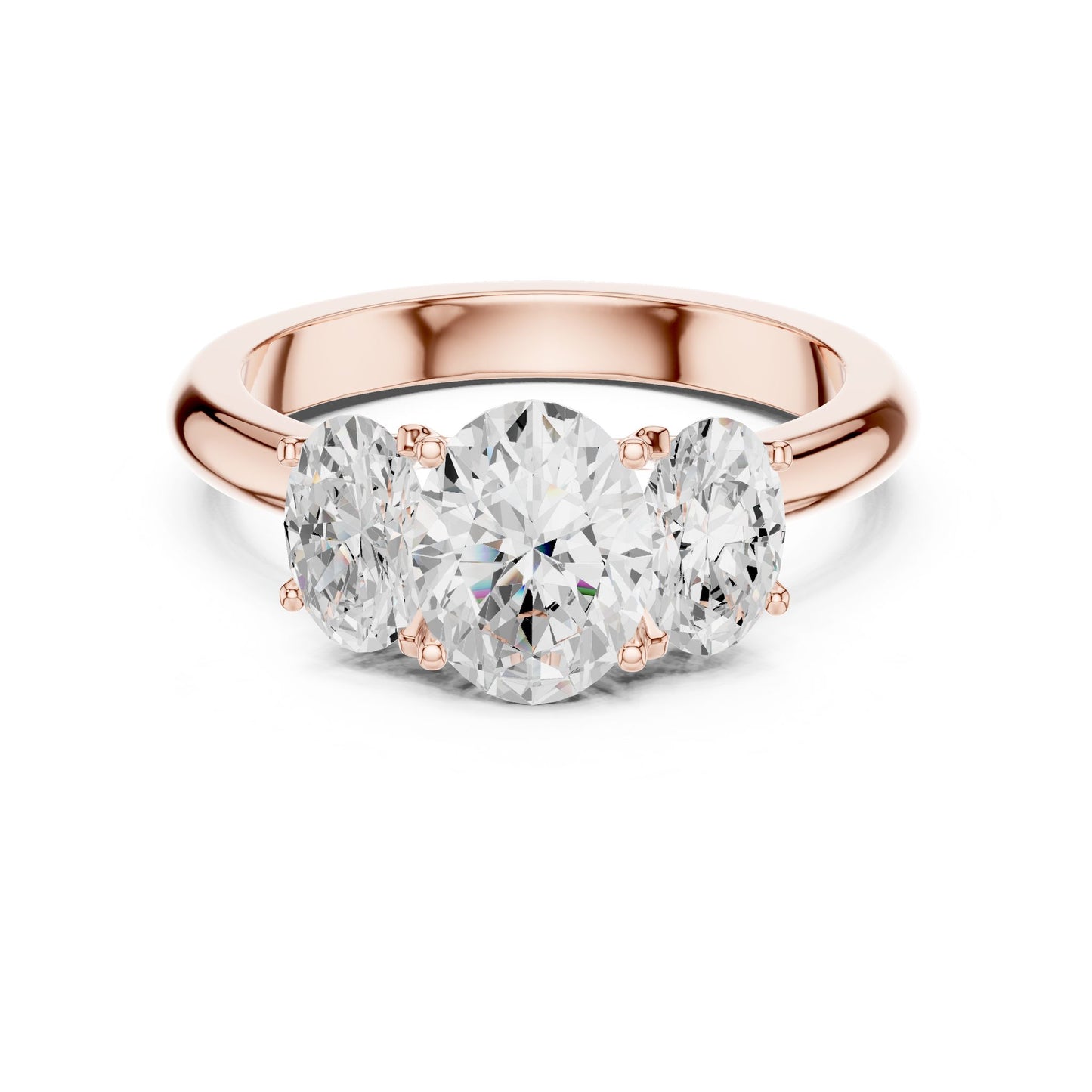 Oval Lab Grown Diamond Three-Stone Engagement Ring