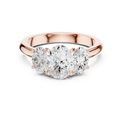 Oval Lab Grown Diamond Three-Stone Engagement Ring