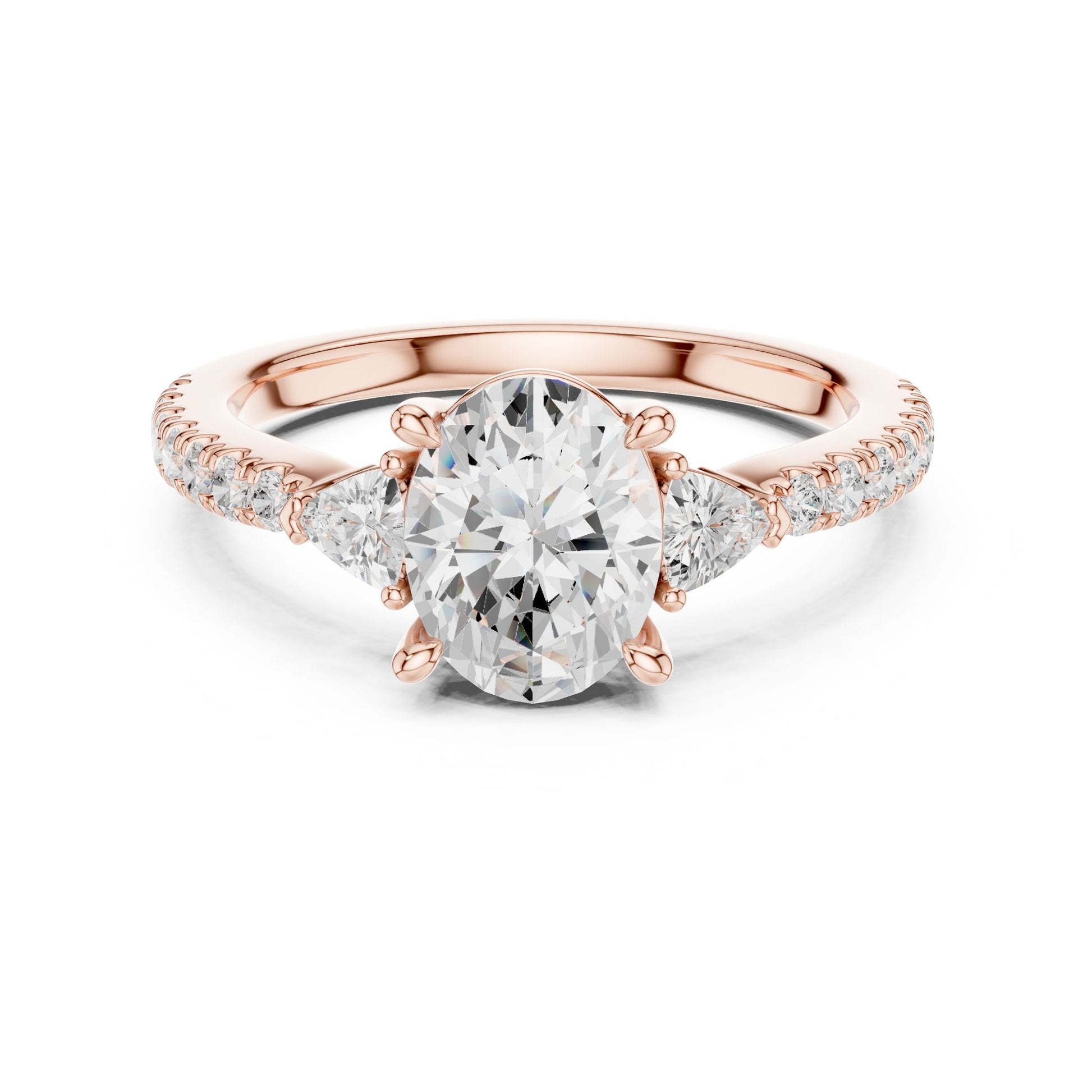 Oval Lab Grown Diamond Three-Stone Engagement Ring