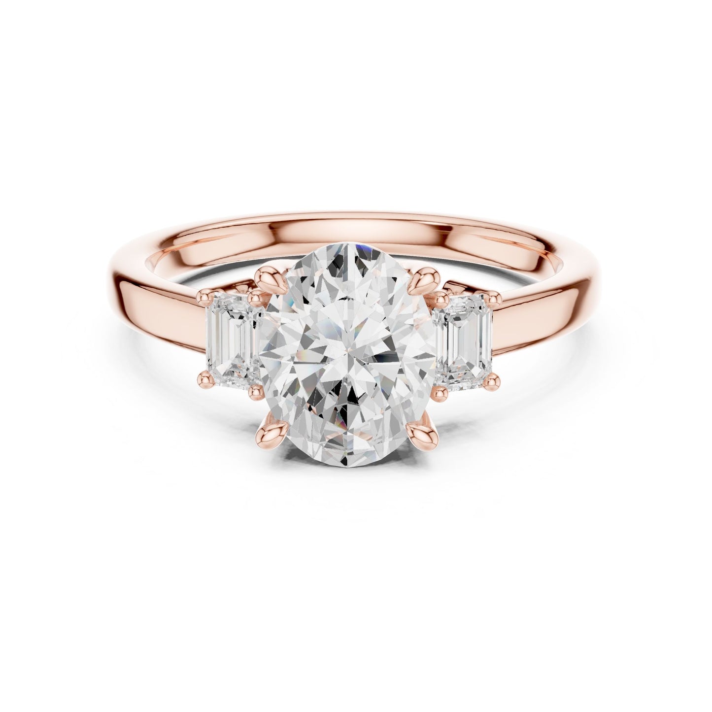 Oval Lab Grown Diamond Three-Stone Engagement Ring