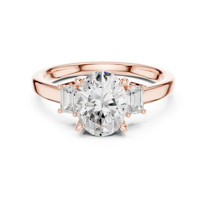 Oval Lab Grown Diamond Three-Stone Engagement Ring