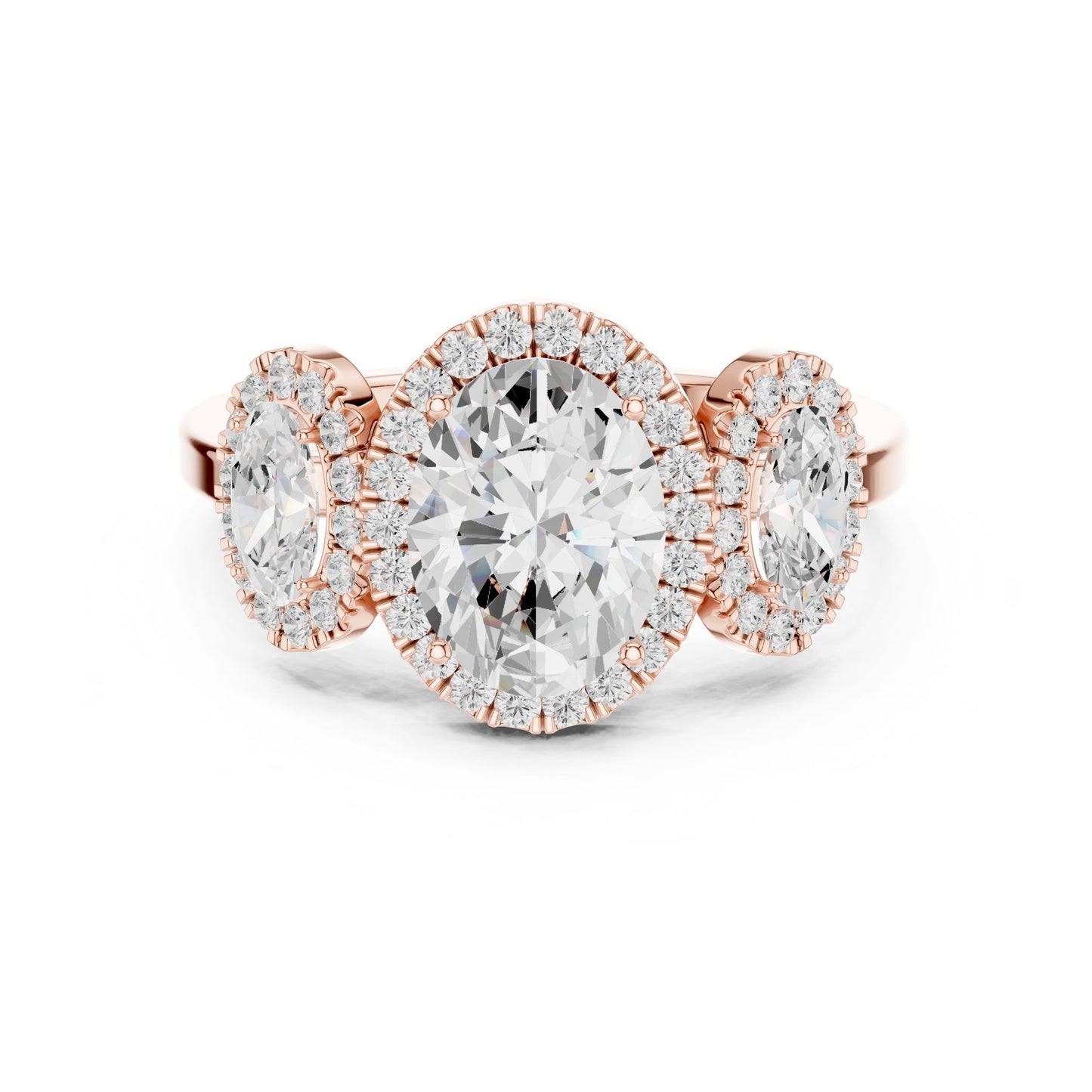 Oval Lab Grown Diamond Three-Stone Engagement Ring