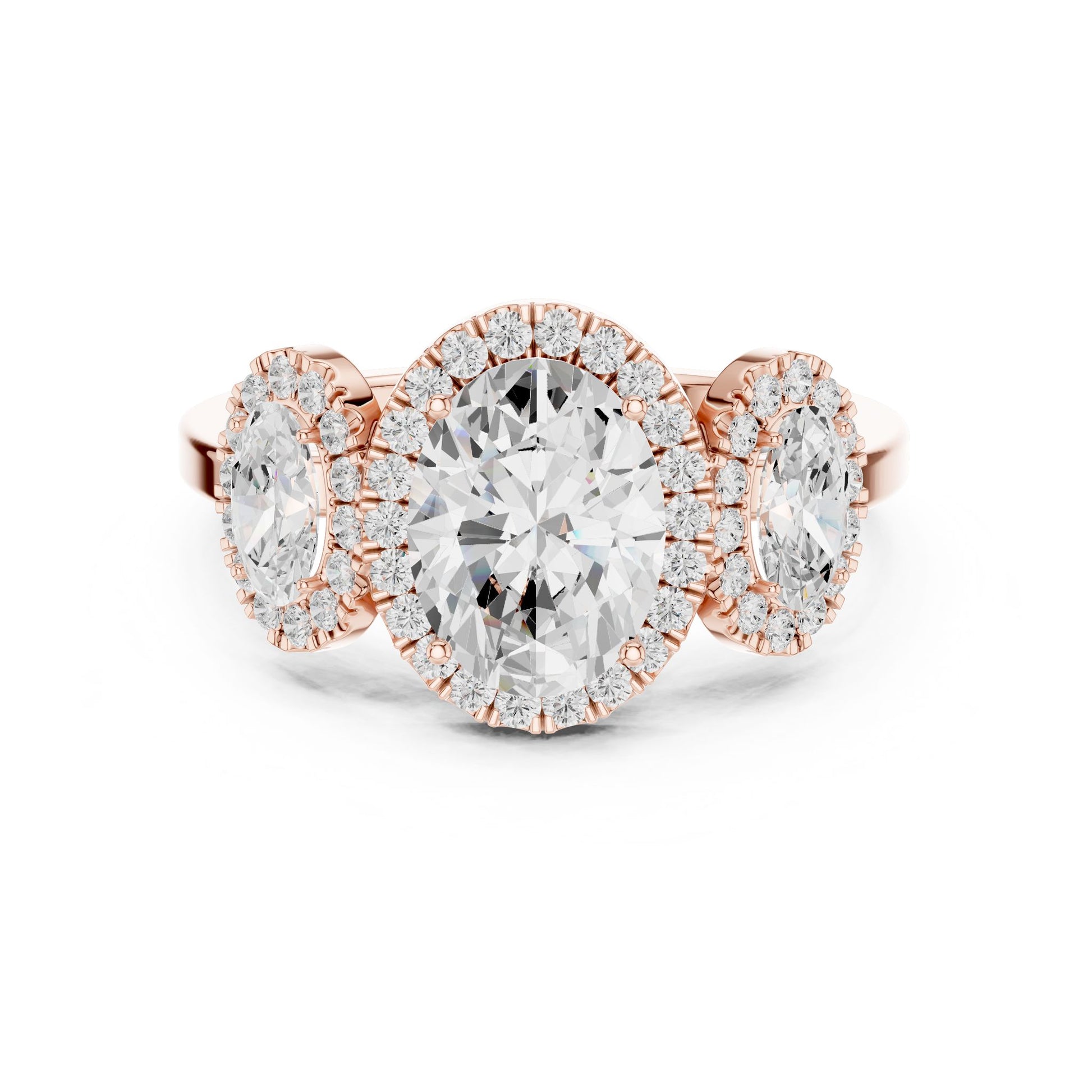 Oval Lab Grown Diamond Three-Stone Engagement Ring