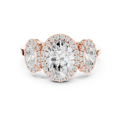 Oval Lab Grown Diamond Three-Stone Engagement Ring