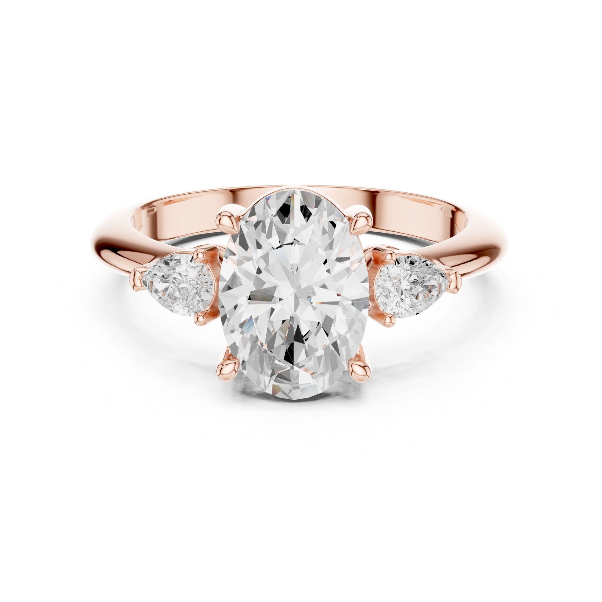 Oval Lab Grown Diamond Three-Stone Engagement Ring