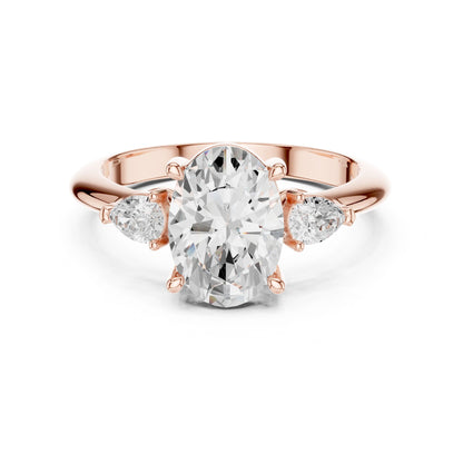 Oval Lab Grown Diamond Three-Stone Engagement Ring