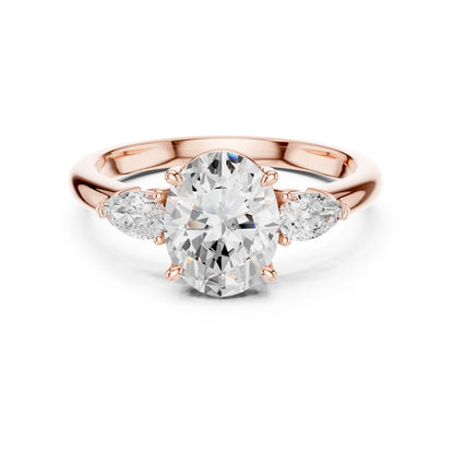 Oval Lab Grown Diamond Three-Stone Engagement Ring
