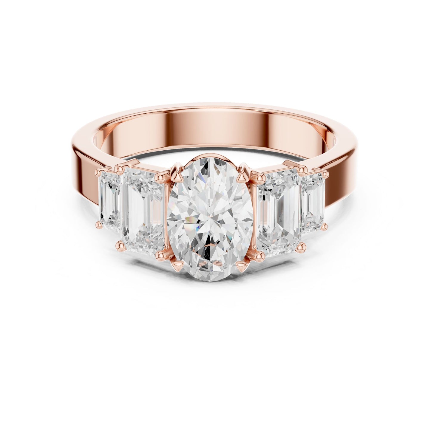 Oval Lab Grown Diamond Three-Stone Engagement Ring