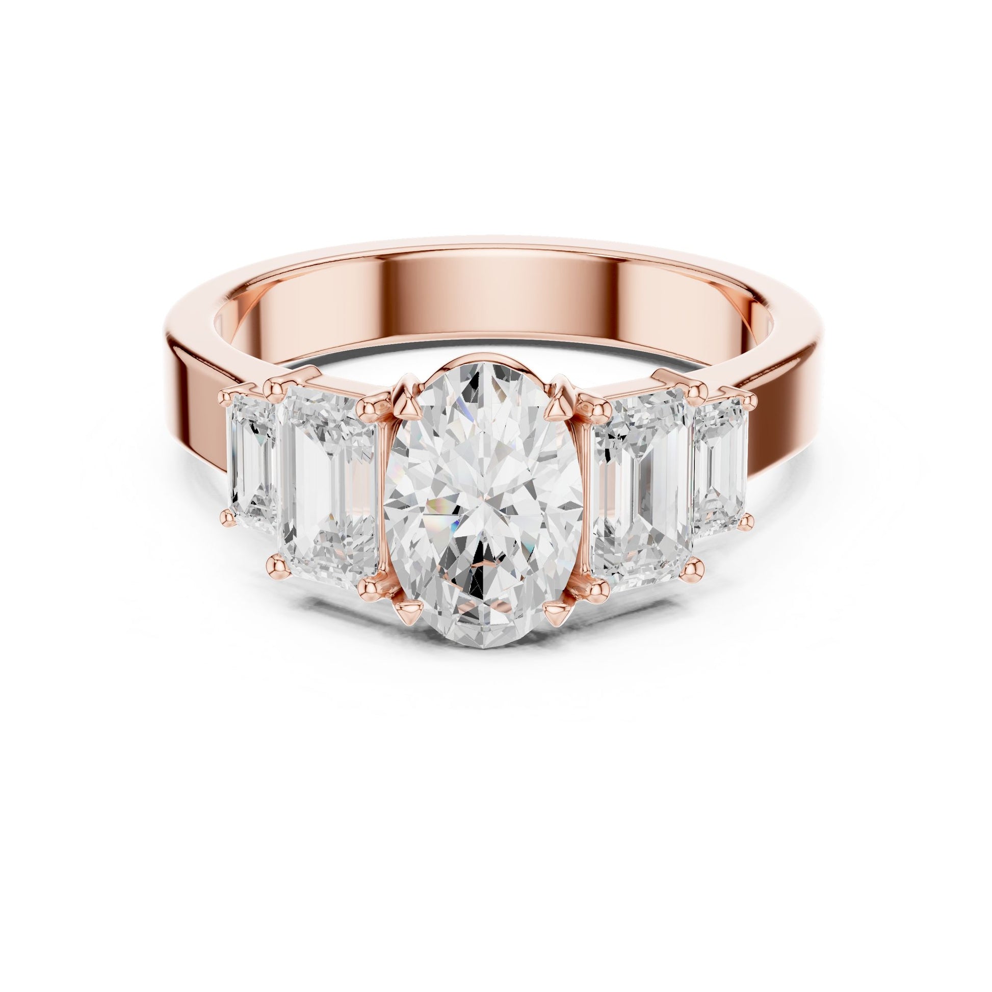 Oval Lab Grown Diamond Three-Stone Engagement Ring
