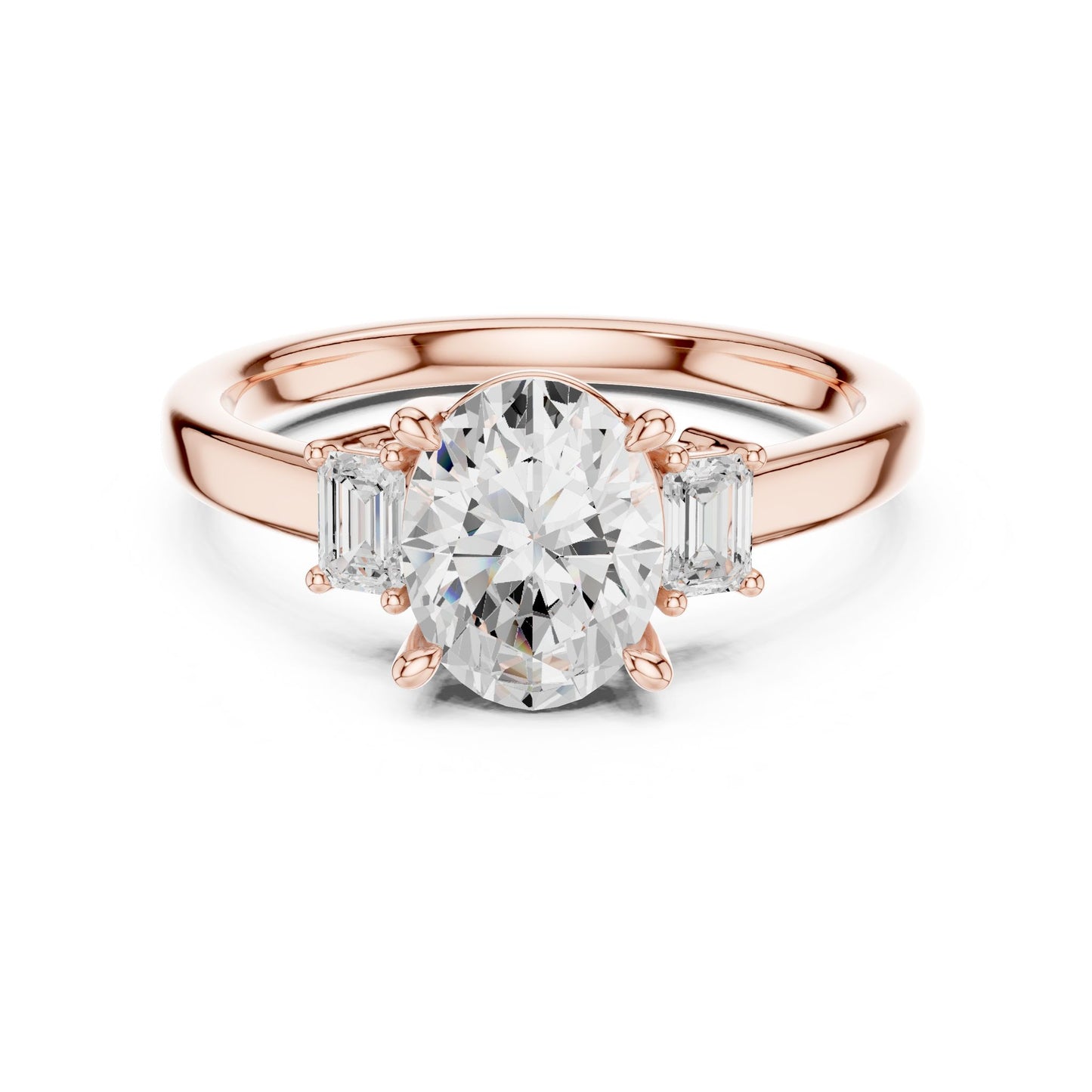 Oval Lab Grown Diamond Three-Stone Engagement Ring