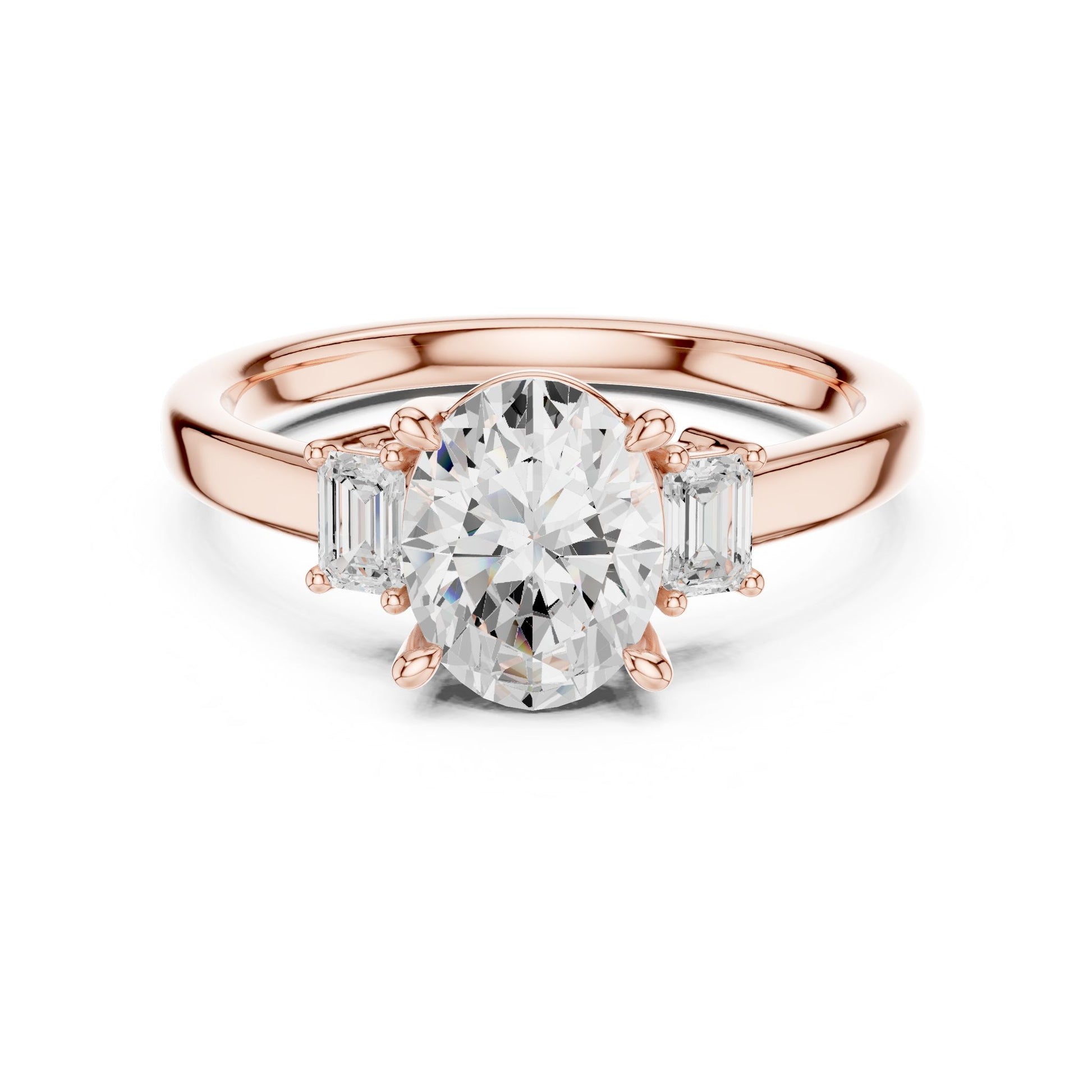 Oval Lab Grown Diamond Three-Stone Engagement Ring