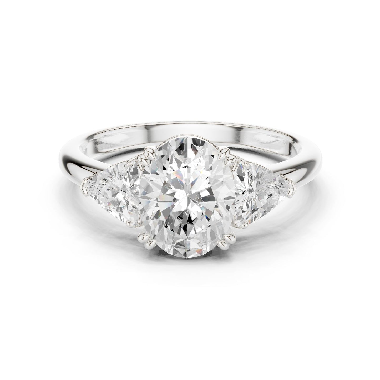 Oval Lab Grown Diamond Three-Stone Engagement Ring