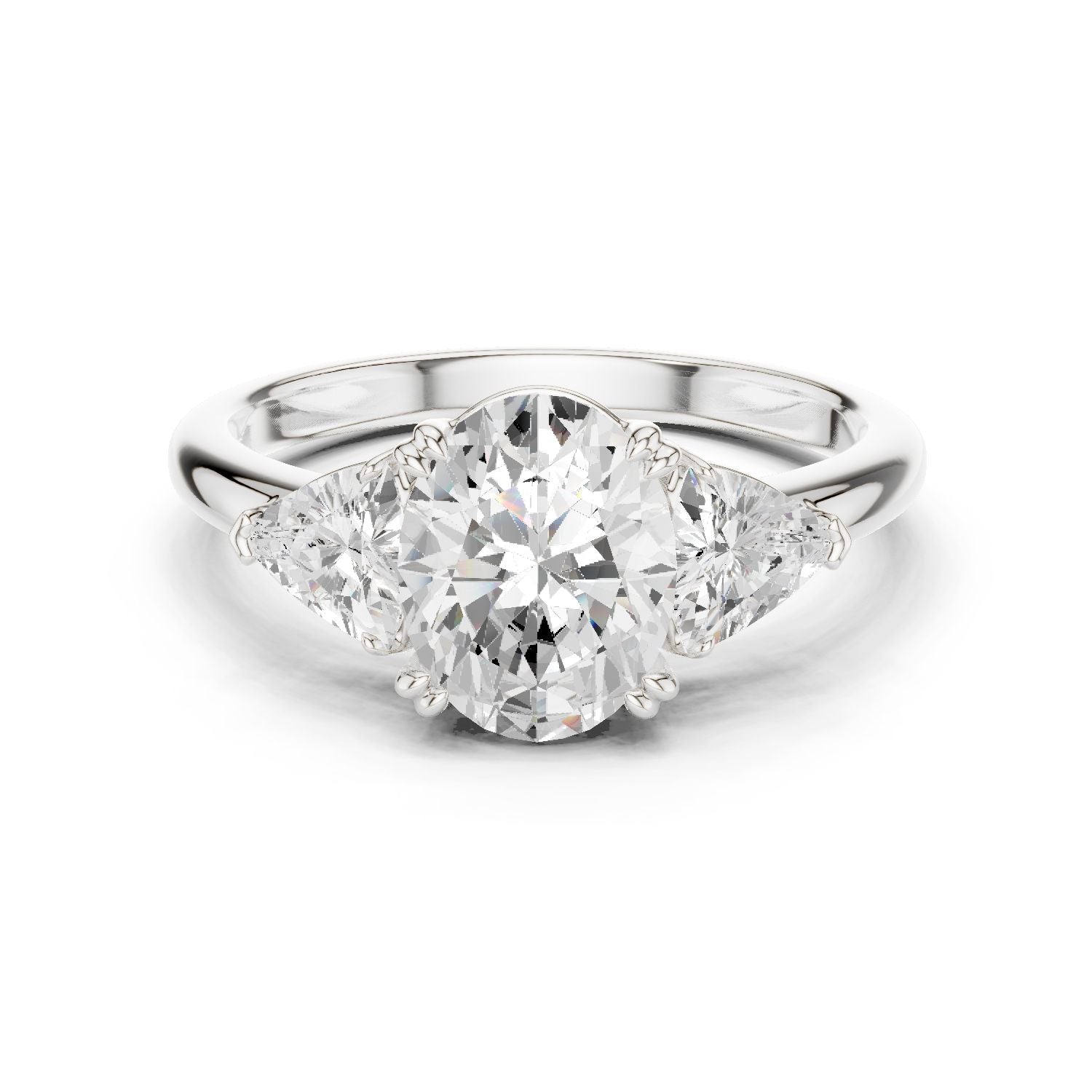 Oval Lab Grown Diamond Three-Stone Engagement Ring