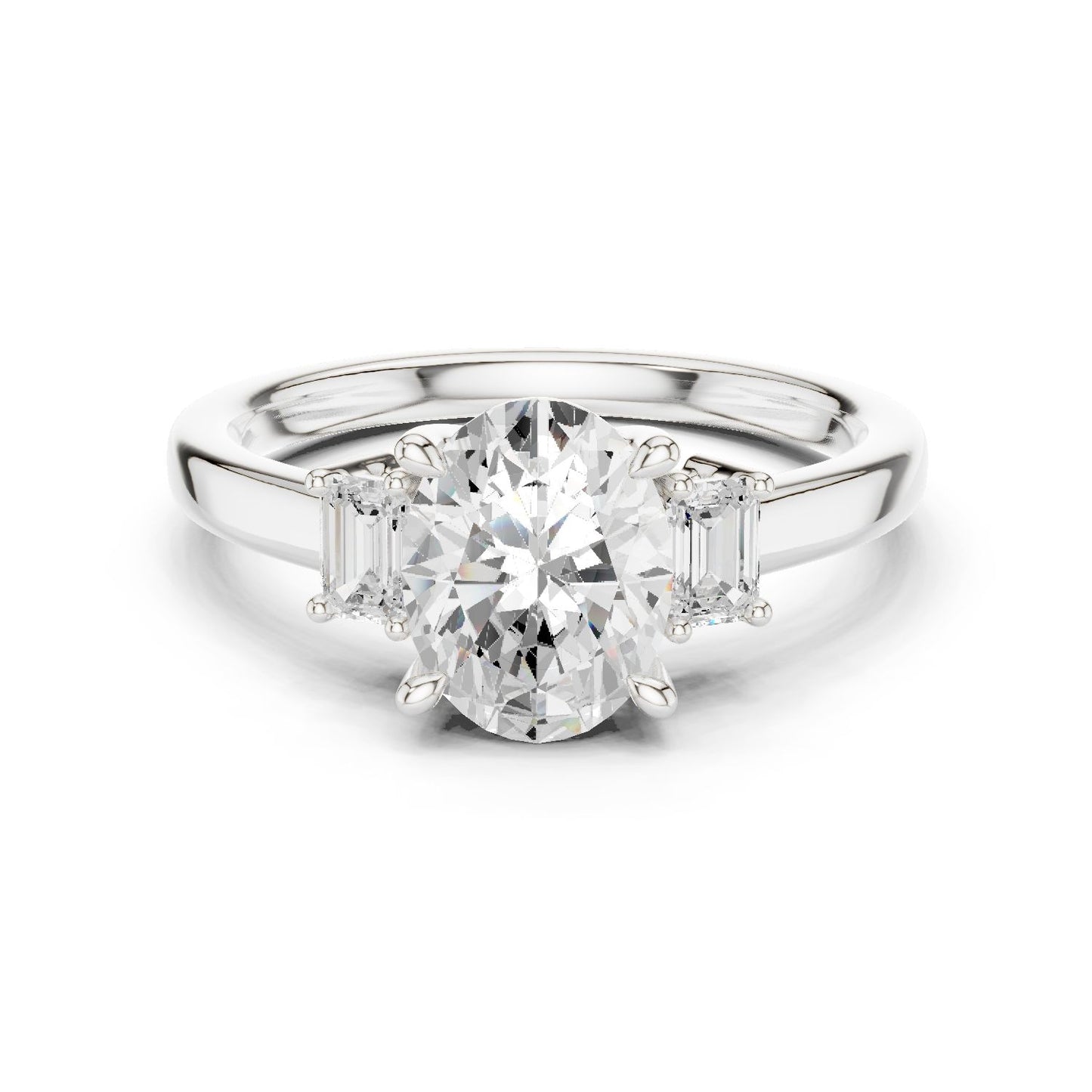 Oval Lab Grown Diamond Three-Stone Engagement Ring