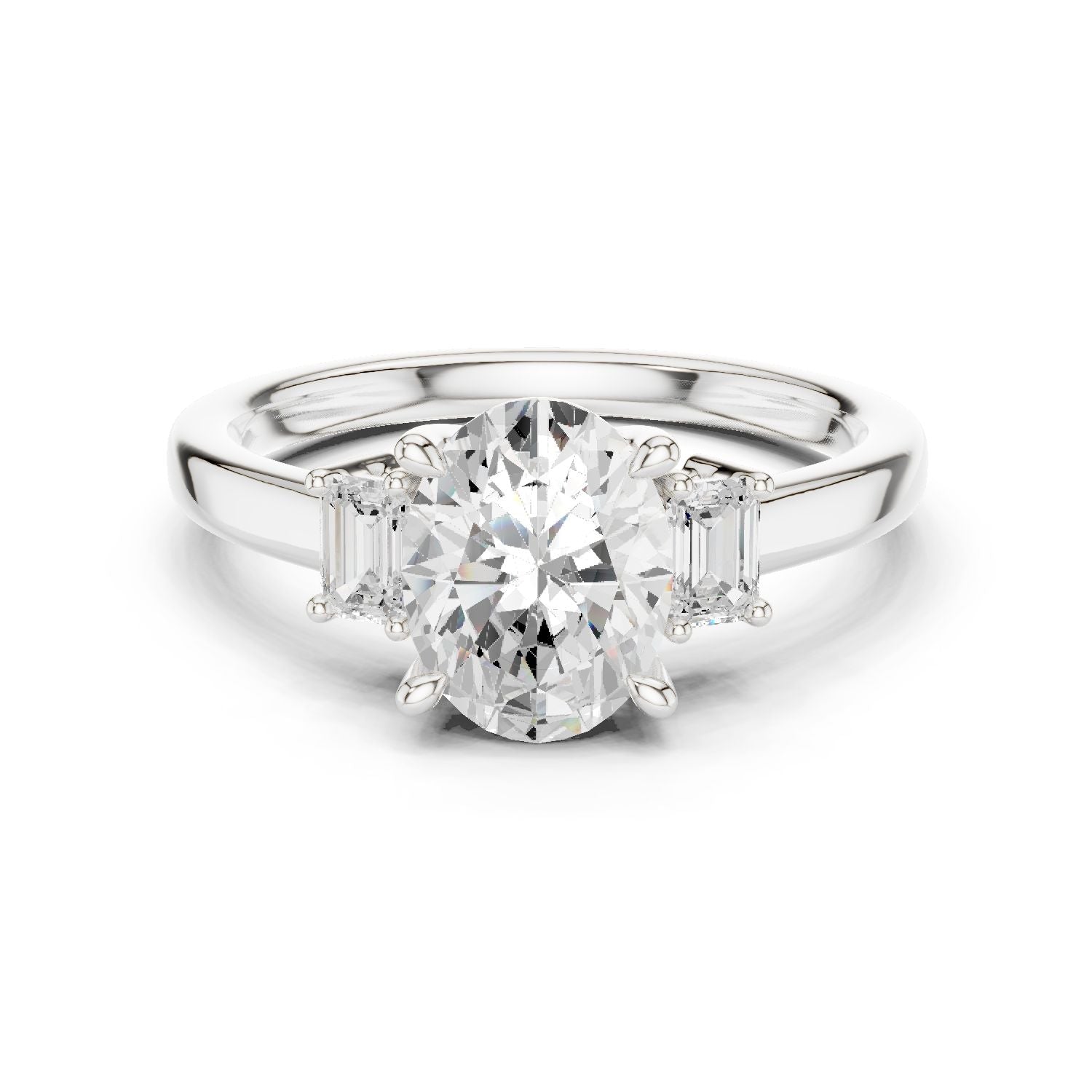 Oval Lab Grown Diamond Three-Stone Engagement Ring