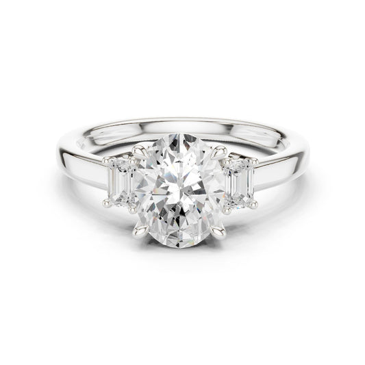 Oval Lab Grown Diamond Three-Stone Engagement Ring