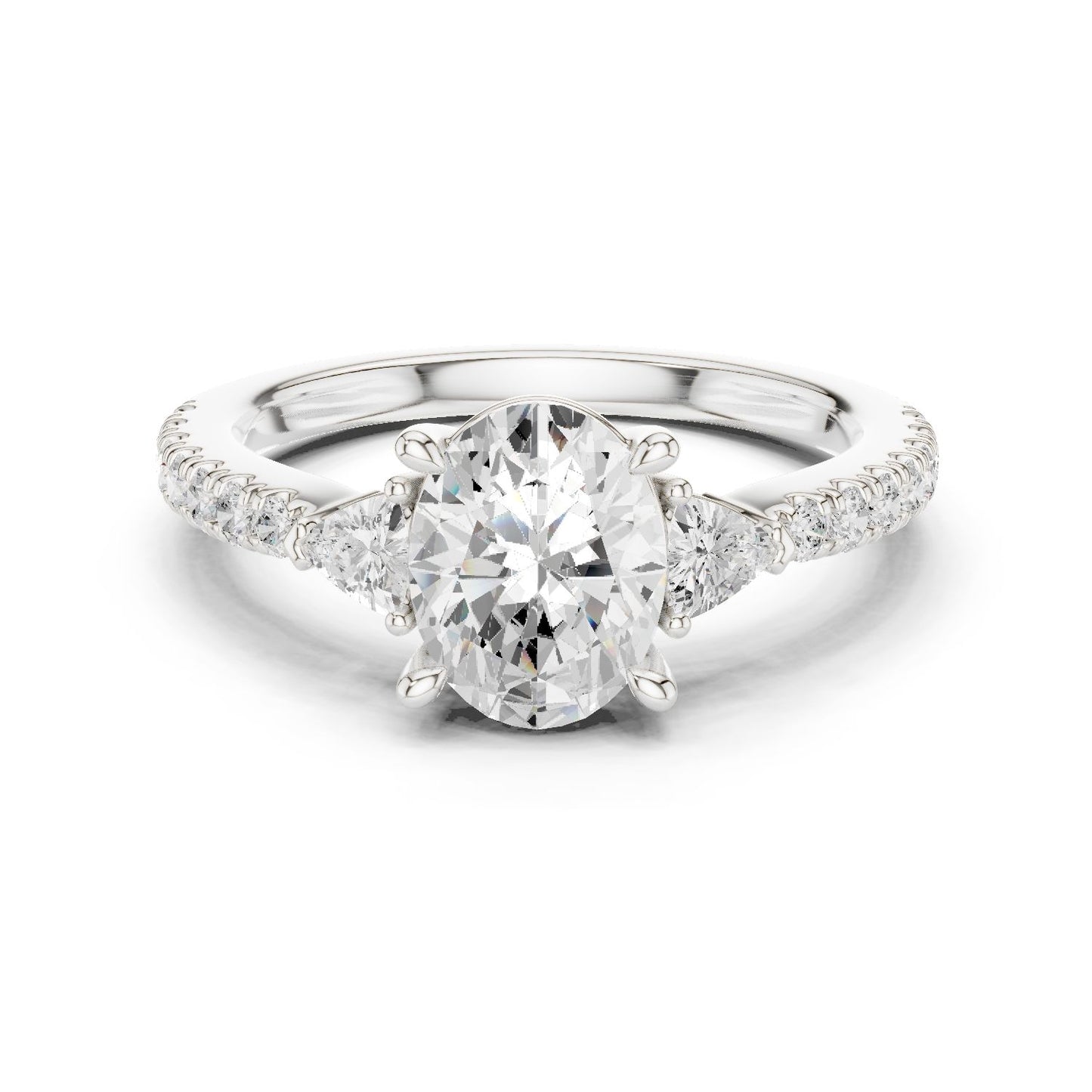 Oval Lab Grown Diamond Three-Stone Engagement Ring