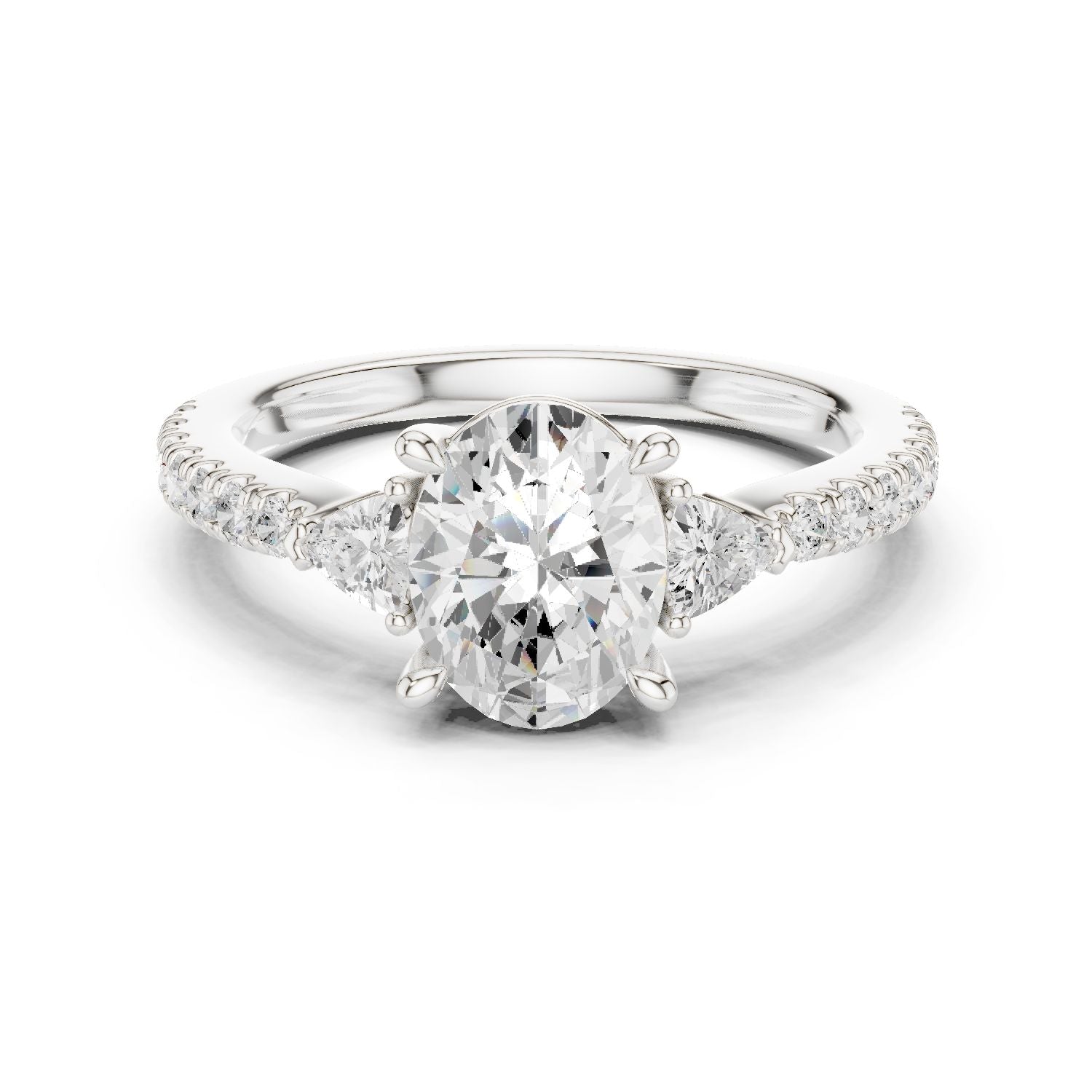 Oval Lab Grown Diamond Three-Stone Engagement Ring
