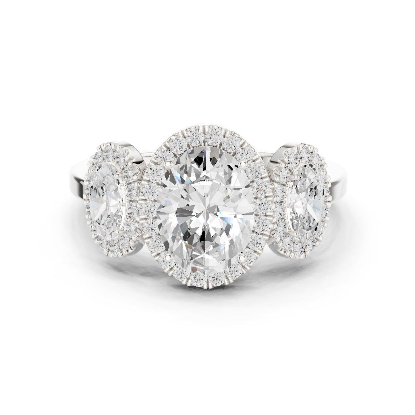 Oval Lab Grown Diamond Three-Stone Engagement Ring