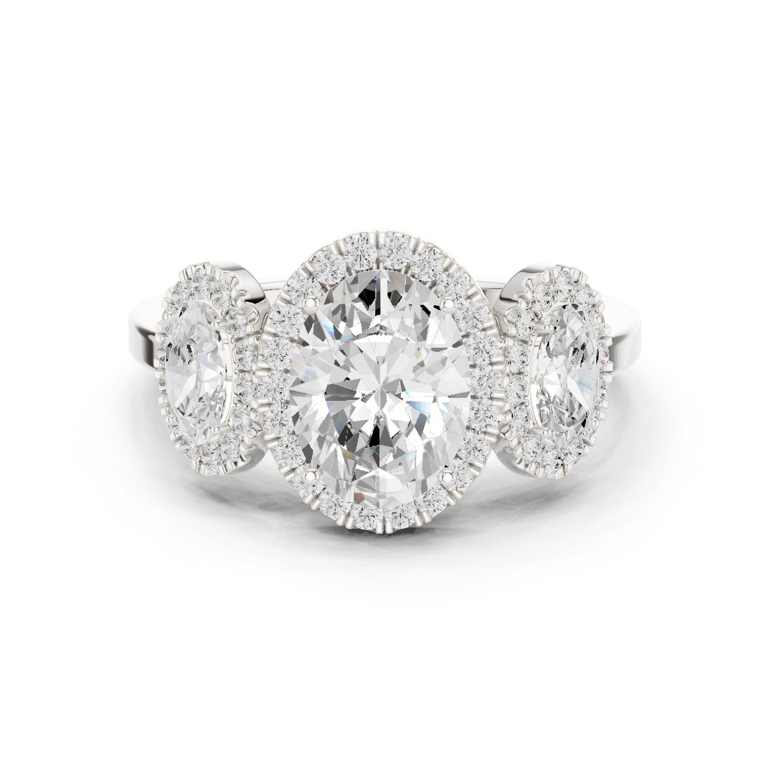 Oval Lab Grown Diamond Three-Stone Engagement Ring