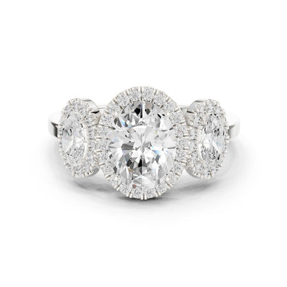 Oval Lab Grown Diamond Three-Stone Engagement Ring