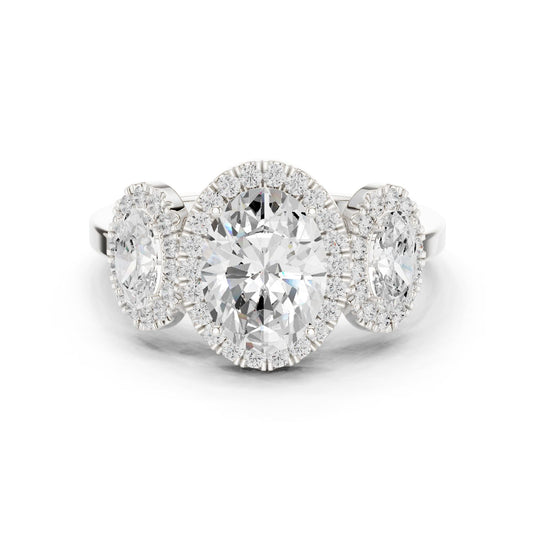 Oval Lab Grown Diamond Three-Stone Engagement Ring