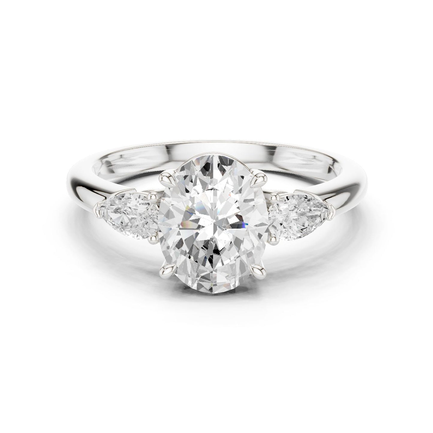 Oval Lab Grown Diamond Three-Stone Engagement Ring