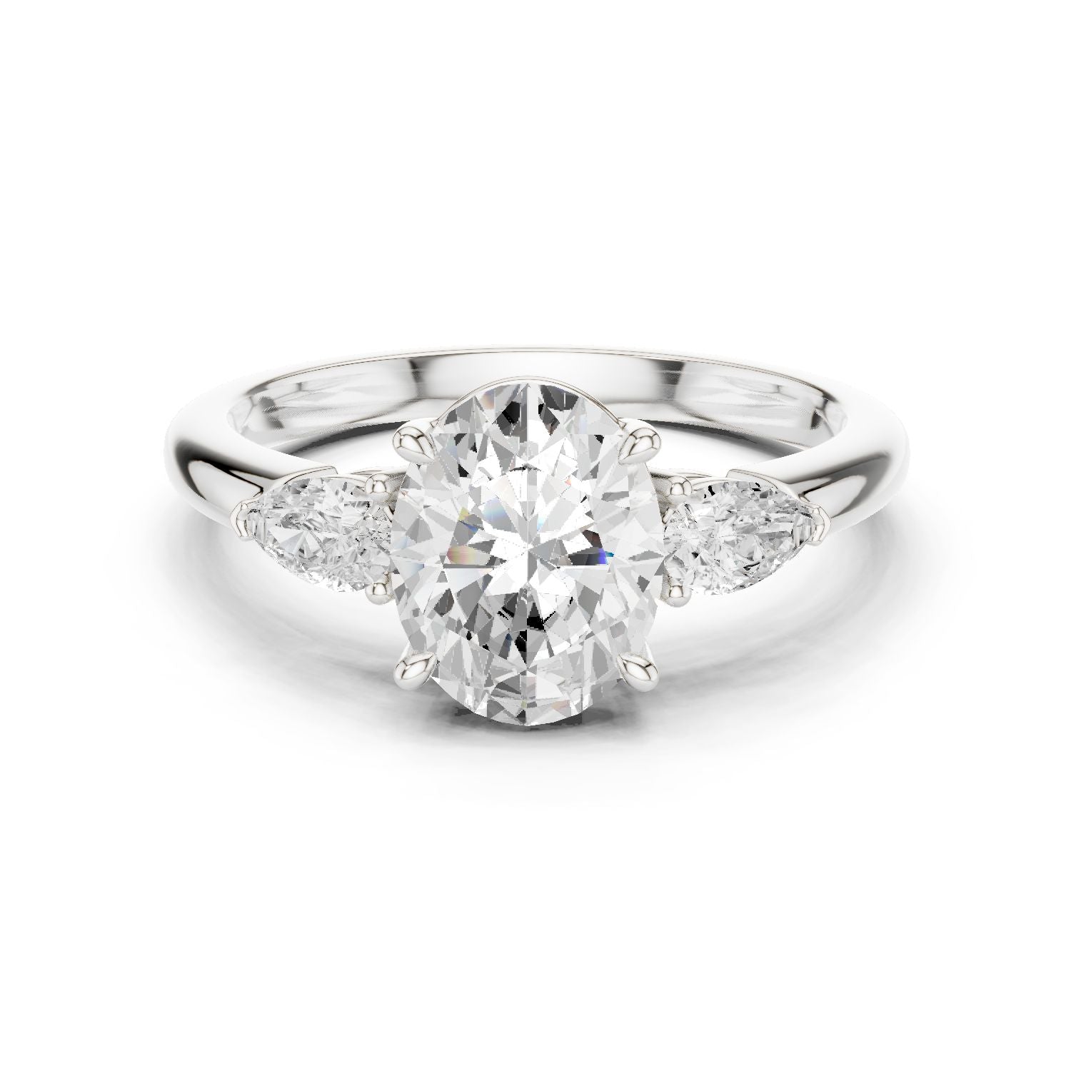 Oval Lab Grown Diamond Three-Stone Engagement Ring