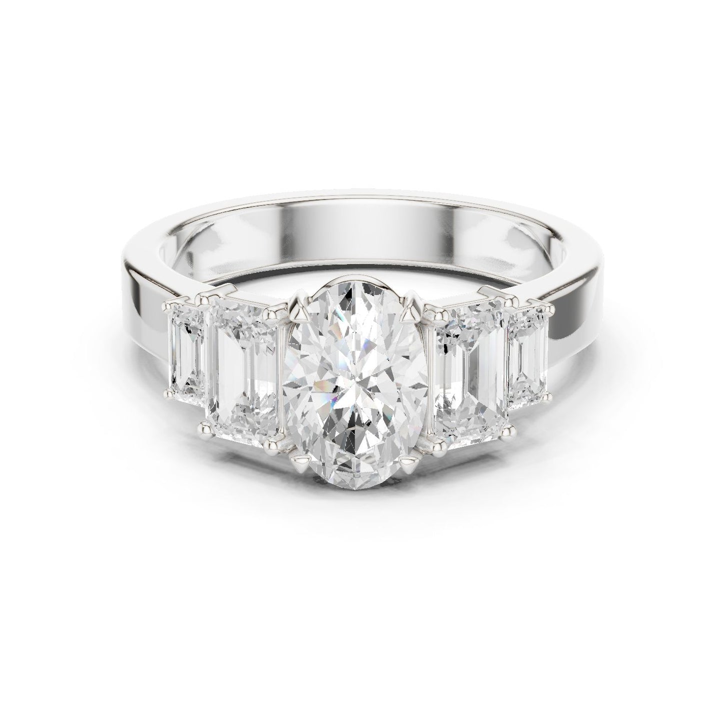 Oval Lab Grown Diamond Three-Stone Engagement Ring