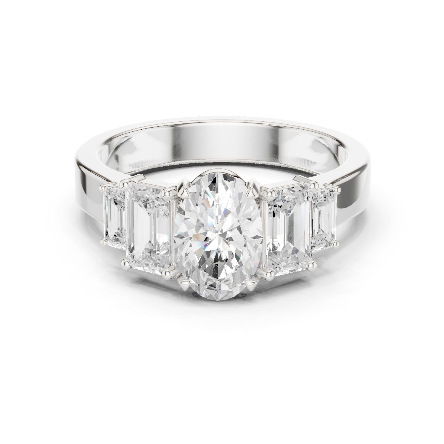 Oval Lab Grown Diamond Three-Stone Engagement Ring