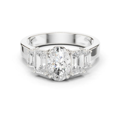 Oval Lab Grown Diamond Three-Stone Engagement Ring
