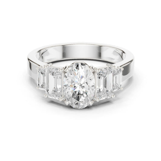 Oval Lab Grown Diamond Three-Stone Engagement Ring