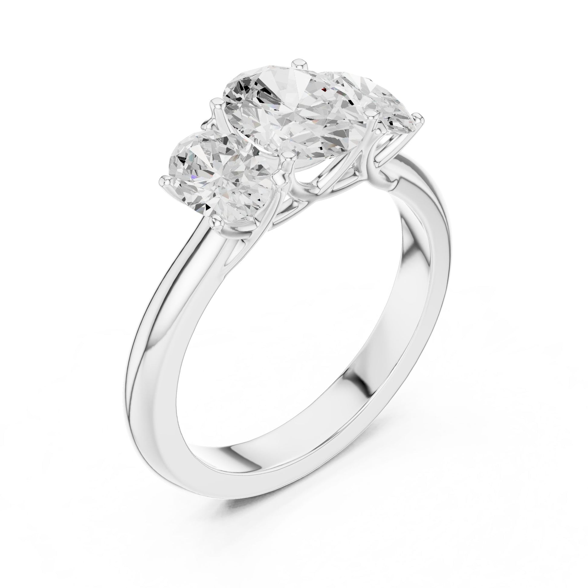 Oval Lab Grown Diamond Three-Stone Engagement Ring