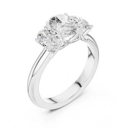 Oval Lab Grown Diamond Three-Stone Engagement Ring