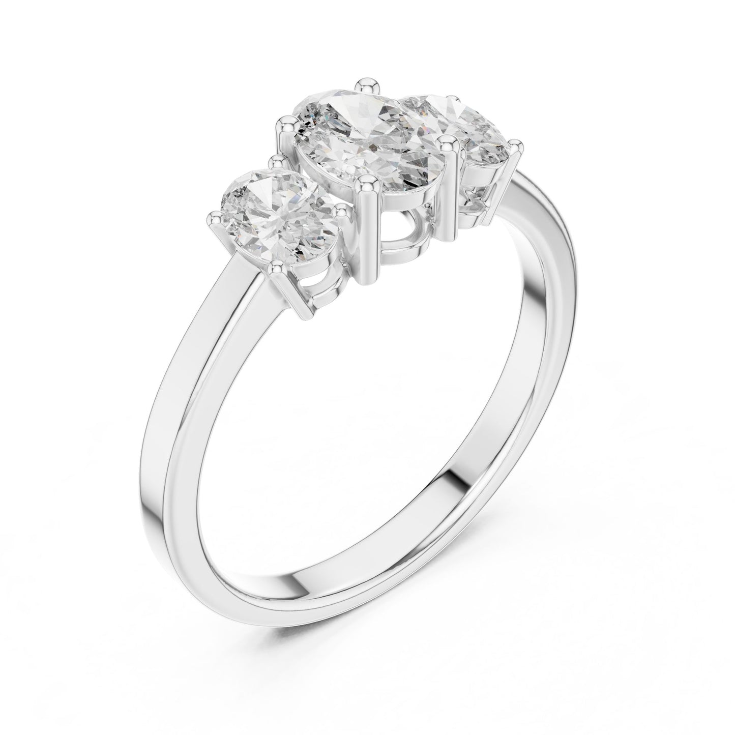 Oval Lab Grown Diamond Three-Stone Engagement Ring