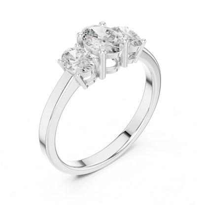 Oval Lab Grown Diamond Three-Stone Engagement Ring